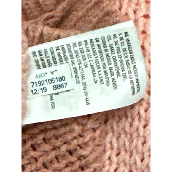 American Eagle Striped Knit Long Sleeve Sweater Pink Brown Cotton Acrylic Blend - Picture 8 of 10
